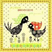 Carte Deco et Découpe - Joyeux anniversaire petit poussin - DD23 - 14.5x14.5 cm