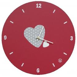 Horloge Sophie Janière "Motif cœur" couleur rouge