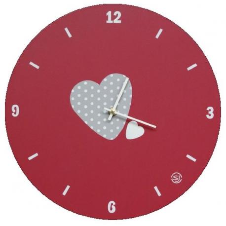 Horloge Sophie Janière "Motif cœur" couleur rouge