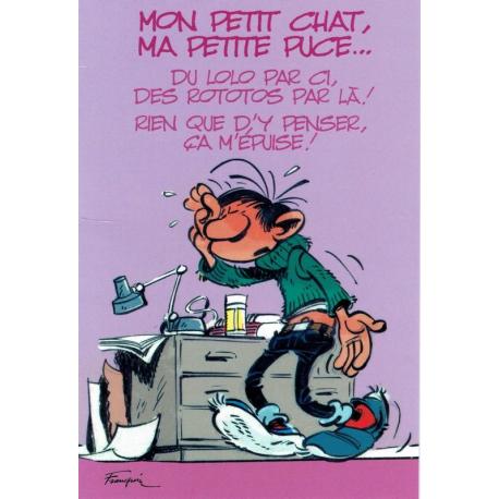Carte Gaston Lagaffe "Mon petit chat, ma petite puce …" - 12x17 cm