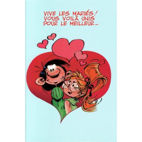 Carte Gaston Lagaffe "Vive les mariés, Vous voilà unis…"- 12x17 cm