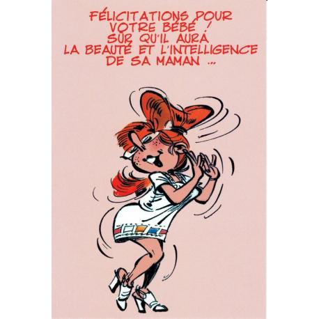 Carte Gaston Lagaffe "Félicitations pour votre bébé! …"- 12x17 cm