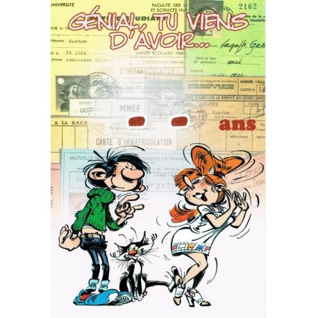 Carte Gaston Lagaffe "Génial, tu viens d'avoir ... "- 12x17 cm