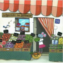 Carte Christine Donnier : Titi Pinson - L'épicerie du bonheur - 13.5x13.5 cm