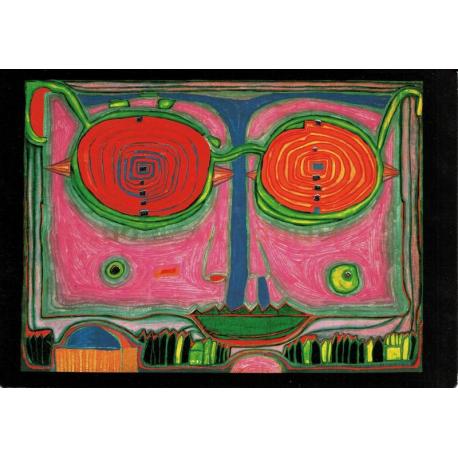 Carte Hundertwasser - Spectacles dans un petit visage - 11.2x16 cm