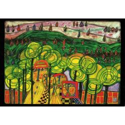 Carte Hundertwasser - La pluie tombe loin de nous - 11.2x16 cm