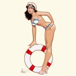 Carte Patrick Hitte - Captain Pin-up - 14x14 cm