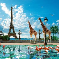 Carte Patrick le_Hech - Giraffe Eiffel Bridge - 14x14 cm