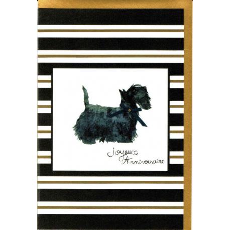 Carte Very Chic - Joyeux Anniversaire avec noeud papillon - 12x17 cm