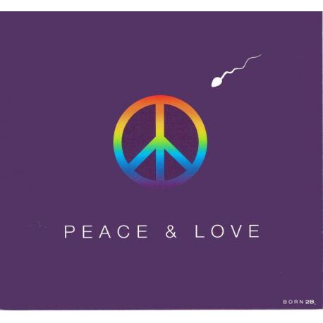 Carte Born 2B - Peace and love - 13.5x14.5 cm