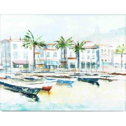 Toile : "Port au palmier" 60x80 cm