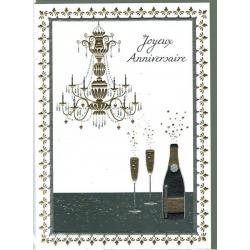Carte double Sparkle - Joyeux anniversaire (Champagne) - 12x17 cm