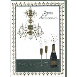 Carte double Sparkle - Joyeux anniversaire (Champagne) - 12x17 cm