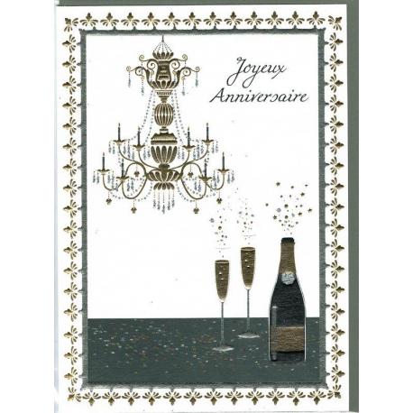 Carte Double Sparkle Joyeux Anniversaire Champagne 12x17 Cm Planete Images Com