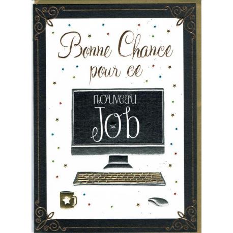 Carte double Sparkle - Bonne chance pour ce nouveau job - 12x17 cm