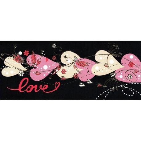 Carte double Ebène - Love - Guirlande de coeurs - 21X9 cm