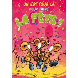Carte double Ze Souris - On est là pour faire la fête!... - 22X32 cm