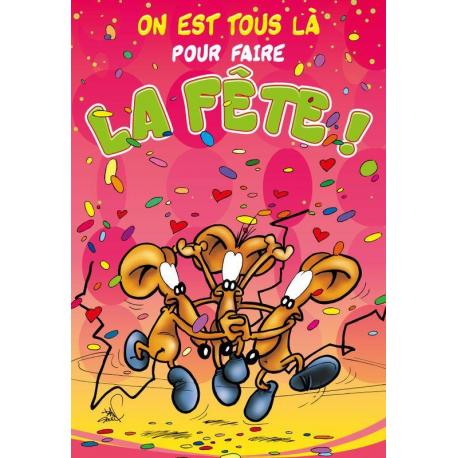 Carte double Ze Souris - On est là pour faire la fête!... - 22X32 cm