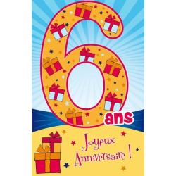 Carte âge 6 ans Joyeux anniversaire - Six ans, c'est super... - 11.5x18 cm