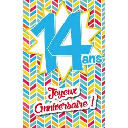 Carte âge 14 ans Joyeux anniversaire - Musique, livres, cinéma... - 11.5x18 cm