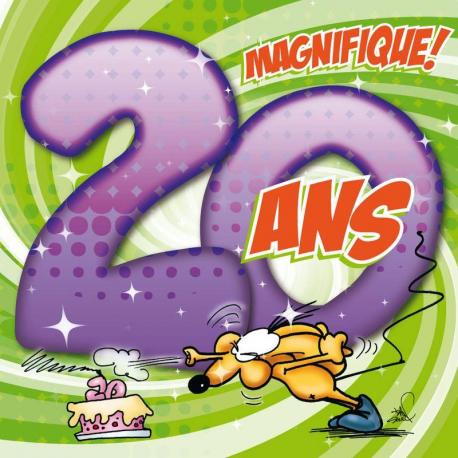 Carte Ze Souris - 20 ans Magnifique! Profite bien du... - 15x15 cm