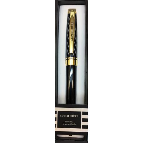 Stylo Black & Gold - Super frère - Offrez un cadeau personnalisé !