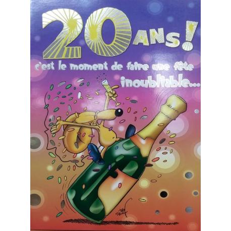 Carte double Ze Souris - 20 ans! c'est le moment de faire une fête.. .- 30x40 cm