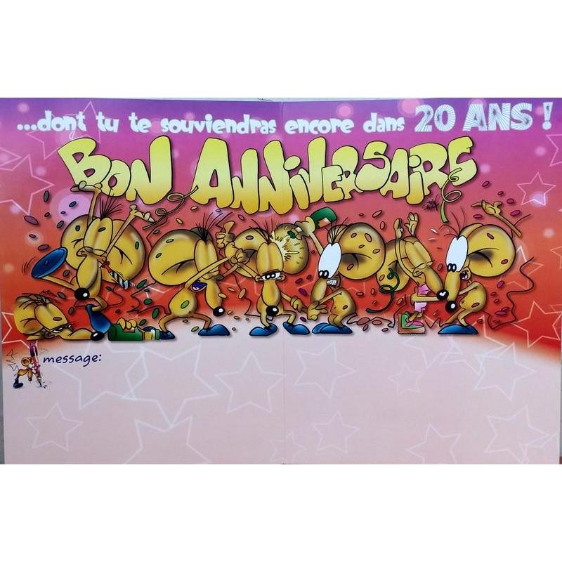 grande carte géante Anniversaire 20 ans Ze Souris (39x29cm) Réf CA302D