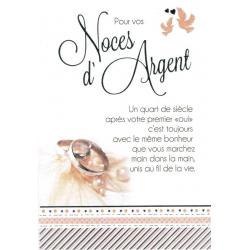 Carte Les mots du bonheur - Noces d'argent... - 11.8x17 cm