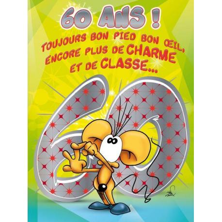 Carte Maxi Ze Souris - 60 ans, toujours bon pied, bon oeil, encore plus de  charme.. - 30x40 cm 