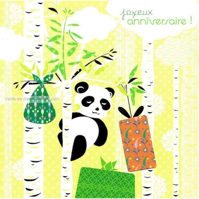 Carte Deco Et Decoupe Joyeux Anniversaire Le Panda Dd27 14 5x14 5 Cm Planete Images Com