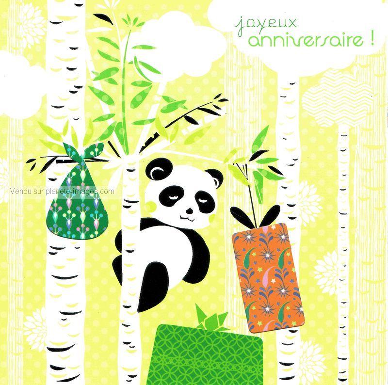 Carte Joyeux Anniversaire Enfant Panda Animaux gratuit à imprimer (carte  201)