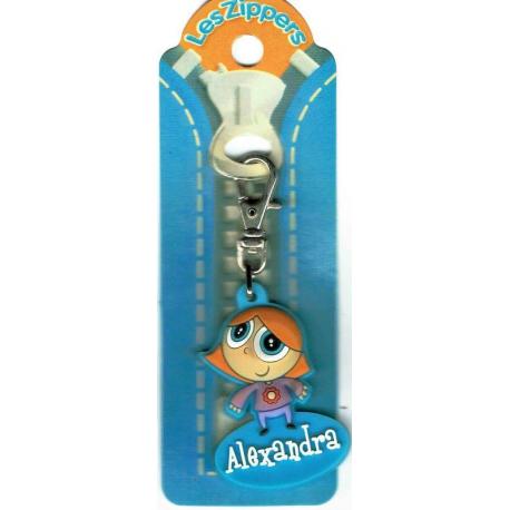 Porte-clés Zipper prénom ALEXANDRA - 6.5x 3 cm env