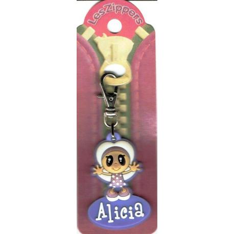 Porte-clés Zipper prénom ALICIA - 6.5x 3 cm env