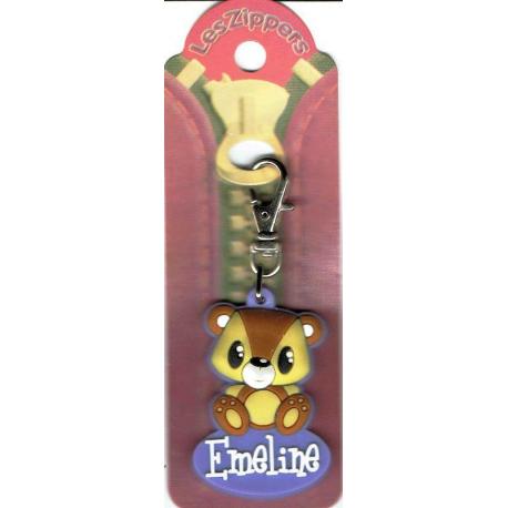 Porte-clés Zipper prénom EMELINE - 6.5x 3 cm env