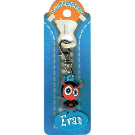 Porte-clés Zipper prénom EVAN - 6.5x 3 cm env