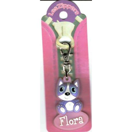 Porte-clés Zipper prénom FLORA- 6.5x 3 cm env