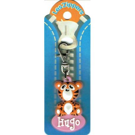 Porte-clés Zipper prénom HUGO- 6.5x 3 cm env