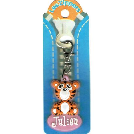 Porte-clés Zipper prénom JULIEN- 6.5x 3 cm env