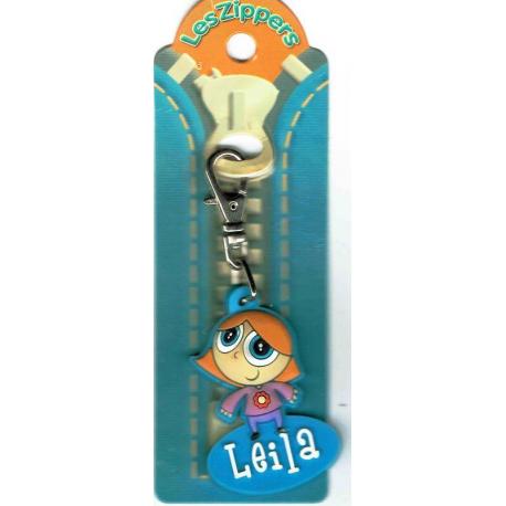 Porte-clés Zipper prénom LEILA - 6.5x 3 cm env