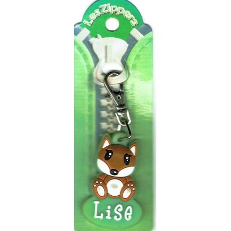 Porte-clés Zipper prénom LISE - 6.5x 3 cm env