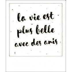 Carte citation - La vie est belle avec des amis - Polaroid colorchic 10x12 cm