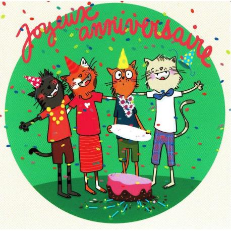 Carte Alice Pelaudeix : Titi Pinson - Joyeux anniversaire (chute du gâteau) - 13.5x13.5 cm