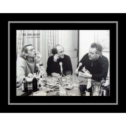 Affiche encadrée Noir et Blanc: Brel Brassens Ferre - Émission Radio - 50x70 cm (Cadre Tucson) Jean Pierre Leloir