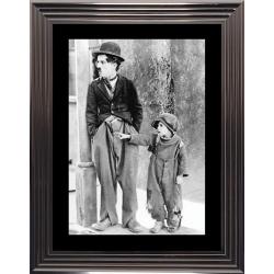 Affiche encadrée Noir et Blanc: Le Kid - Charlie Chaplin - 50x70 cm (Cadre Glascow)