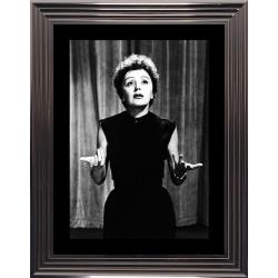 Edith Piaf - Affiche encadrée Noir et Blanc: 50x70 cm (Cadre Glascow)