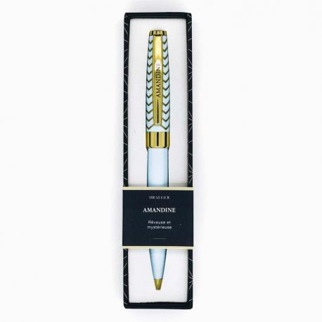 Stylo prénom AMANDINE - Rétractable + boite cadeau