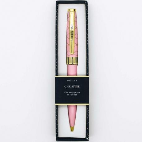 Stylo prénom CHRISTINE - Rétractable + boite cadeau