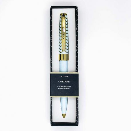 Stylo prénom CORINNE - Rétractable + boite cadeau