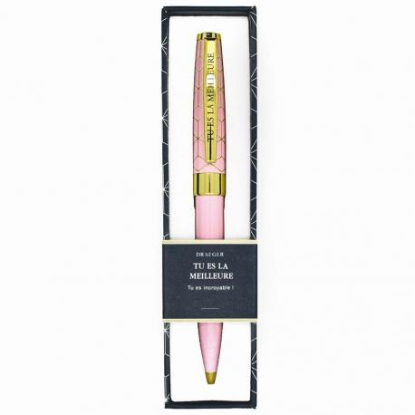 Stylo prénom TU ES LA MEILLEUR - Rétractable + boite cadeau